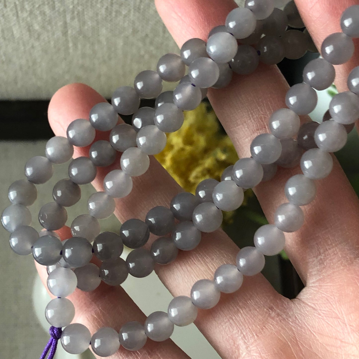 6mm Icy Hetian Nephrite Purple Gradient Jade Bead Bracelet Necklace