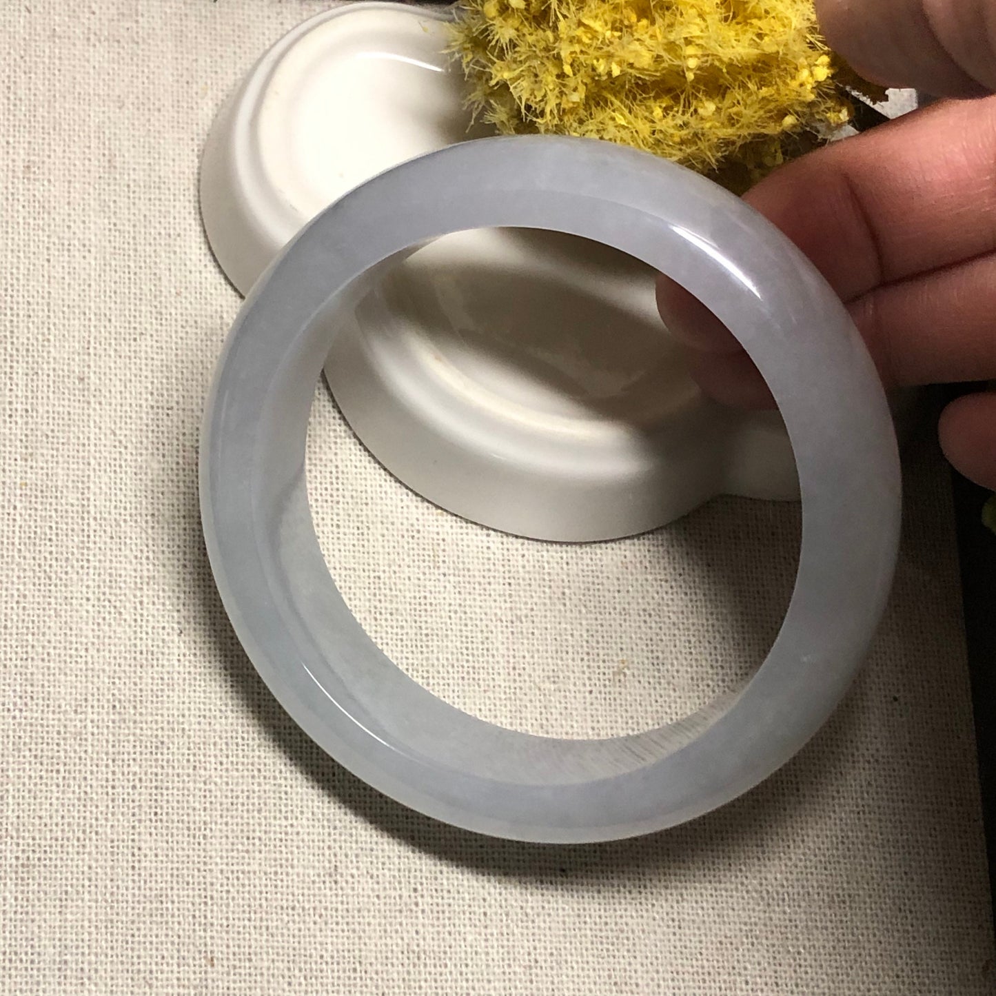 58mm BiG width Icy Tint Sky blue D-Shaped Jadeite Jade Bangle