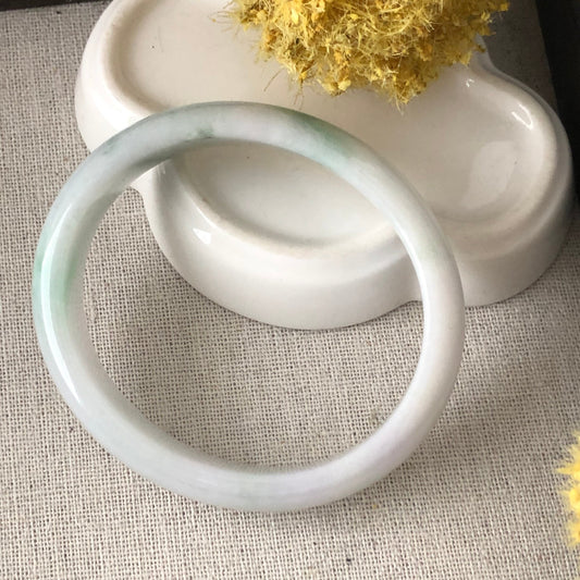 55 mm Jadeite Jade Green White Princess 57mm Bangle