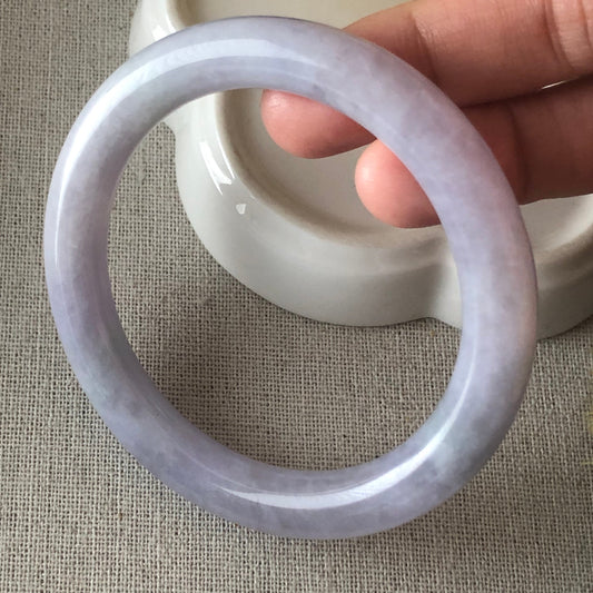 54.5-55.5 mm Jadeite Jade Lavender Round Bangle