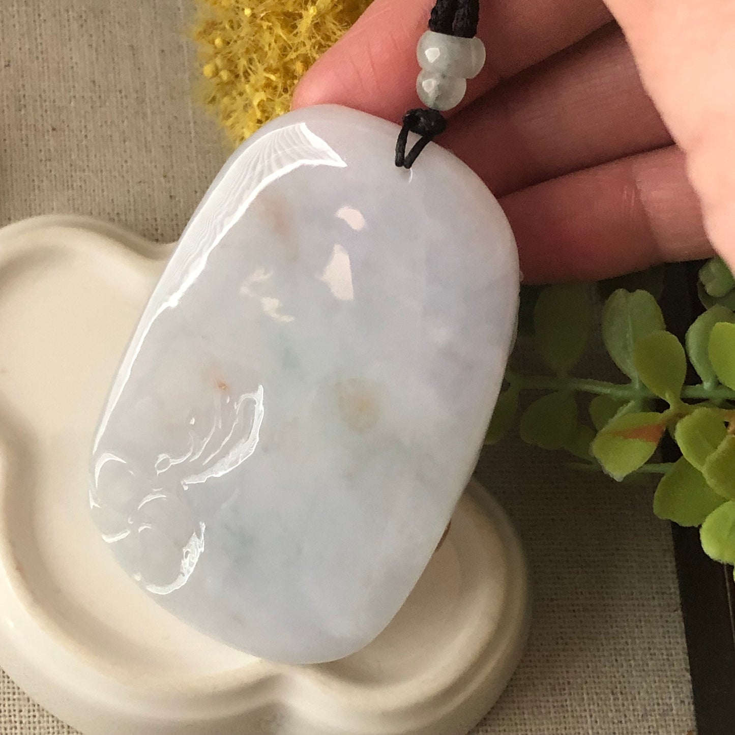 66.5mm Jadeite Jade Icy Fine Glutinous Carved Floral Scenery Pendant
