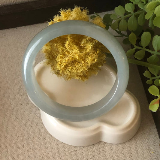 56.5mm Icy Sky Blue Green Jadeite Jade Bangle