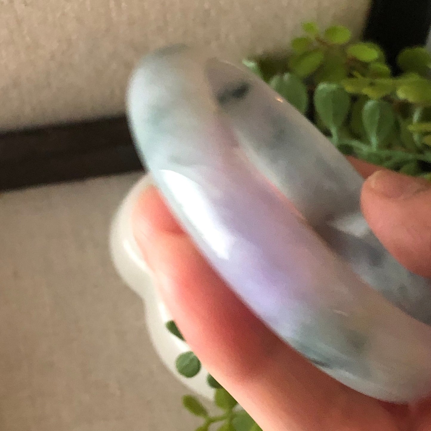 56mm Jadeite Jade Earthy Lavender Green Float Flowers Bangle