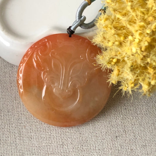 45 mm Grade A Red Brown Jade Jadeite Carved Pixiu Head Pendant