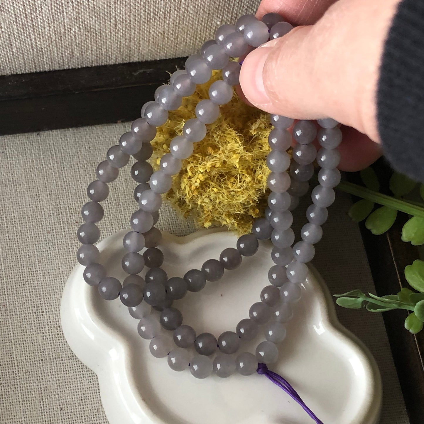 6mm Icy Hetian Nephrite Purple Gradient Jade Bead Bracelet Necklace