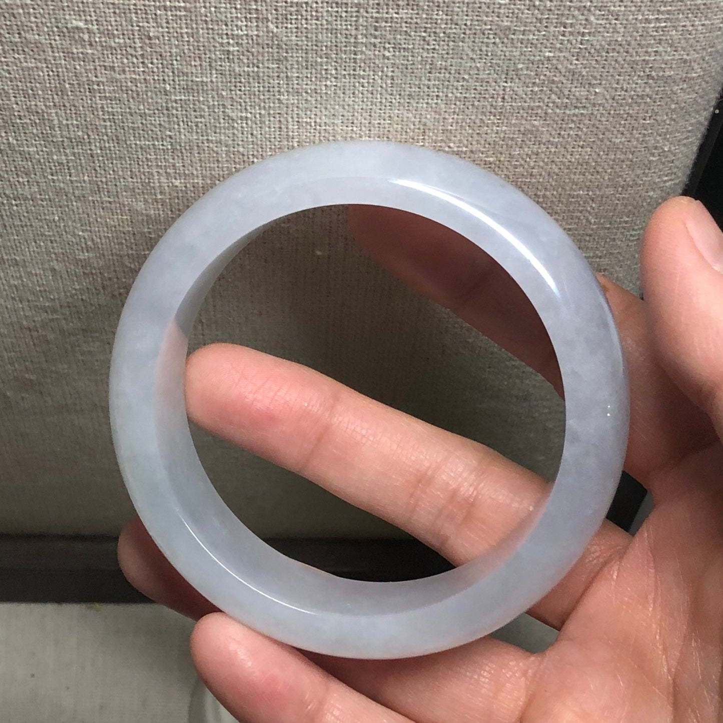 58mm BiG width Icy Tint Sky blue D-Shaped Jadeite Jade Bangle