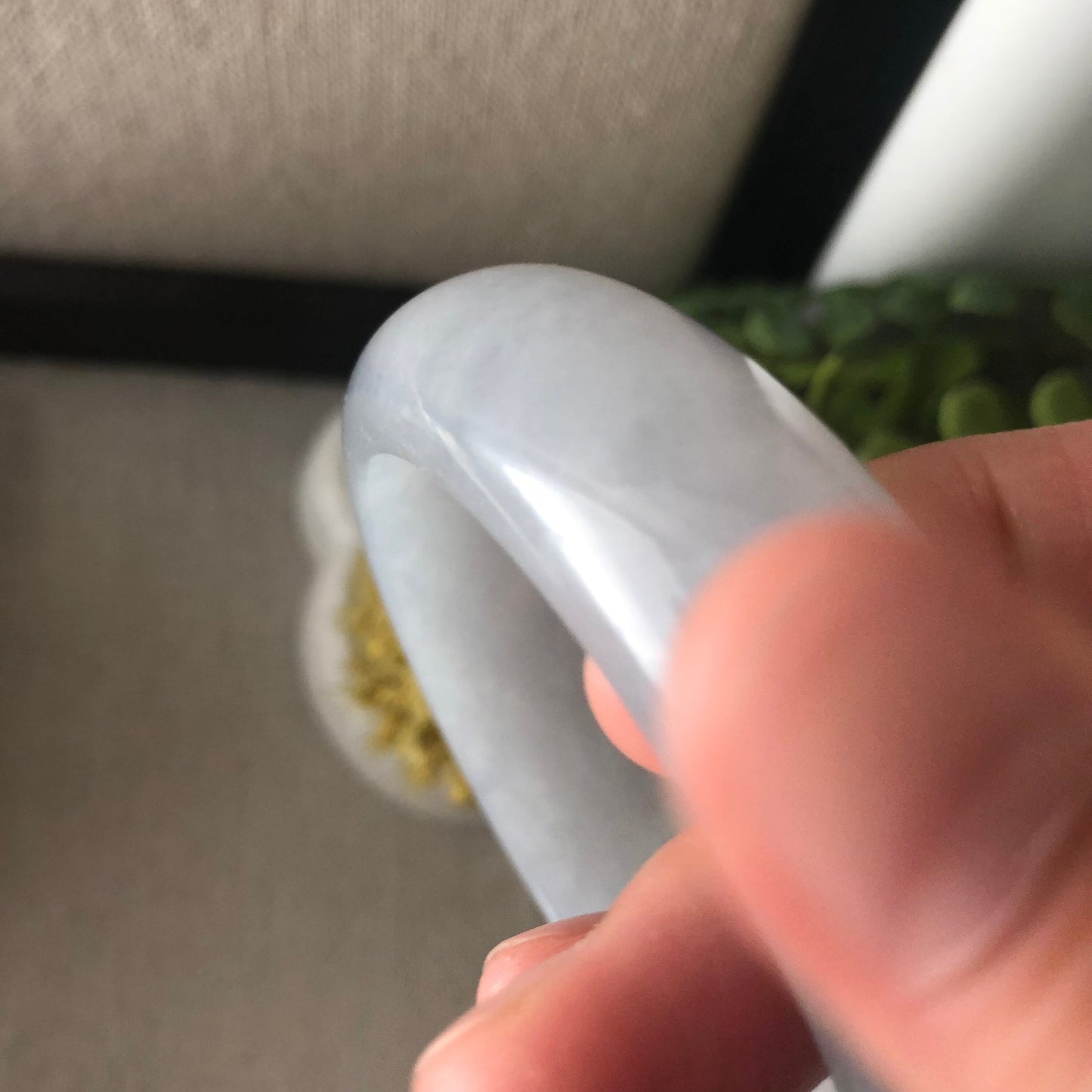 58mm BiG width Icy Tint Sky blue D-Shaped Jadeite Jade Bangle