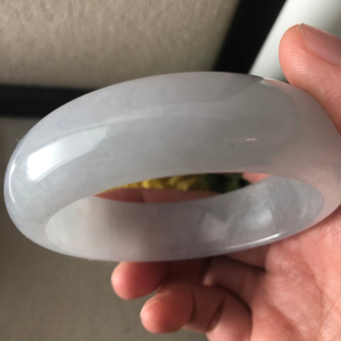 58mm BiG width Icy Tint Sky blue D-Shaped Jadeite Jade Bangle