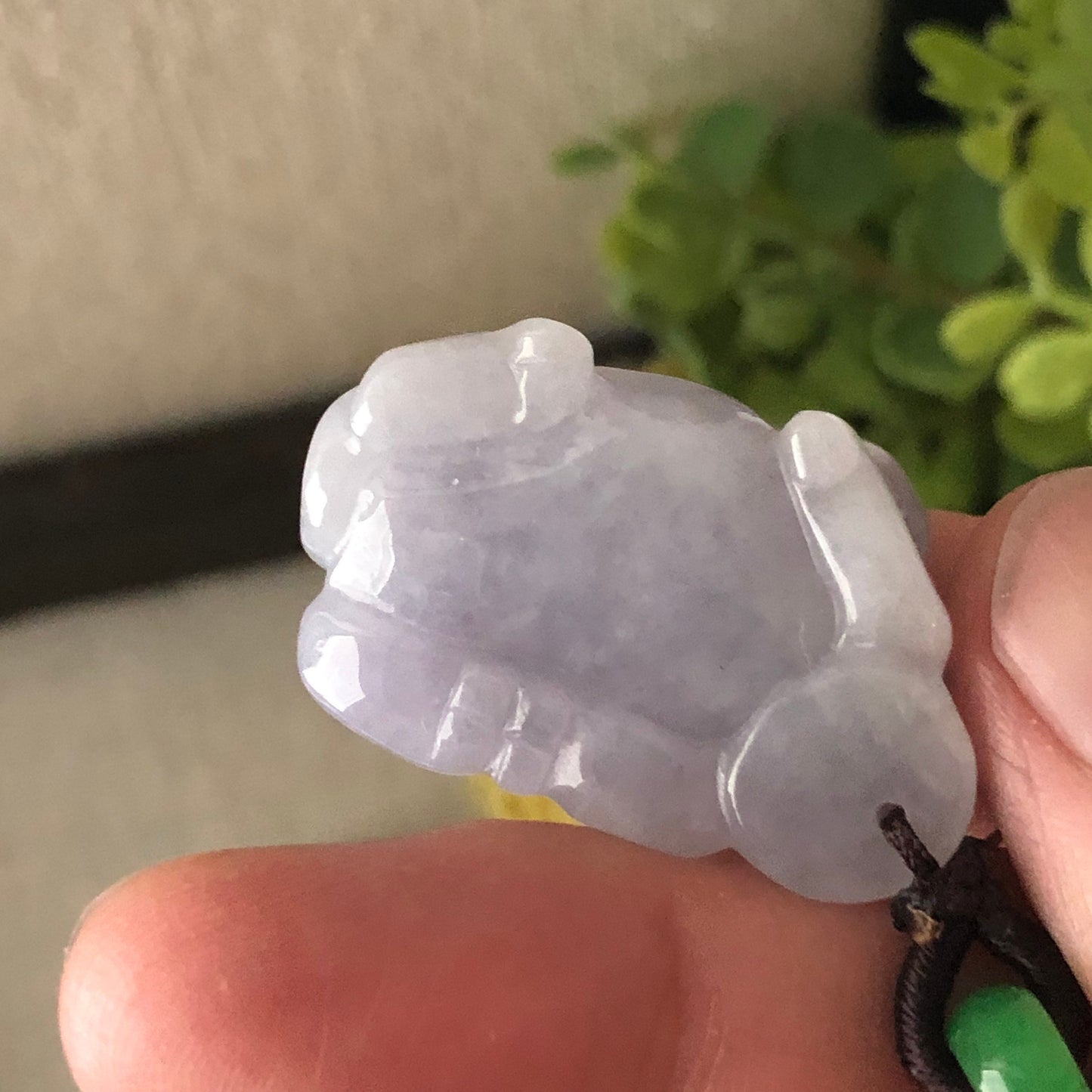 30mm Jadeite Lavender Carved Cow Keychain or Pendant Display Figurine