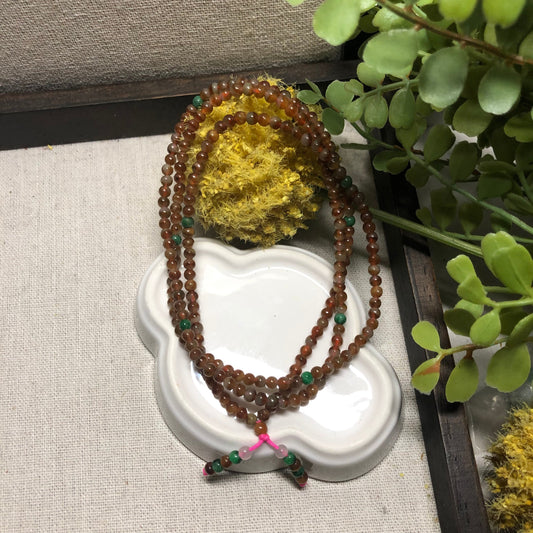 3.5mm Icy Red Brown Jadeite Jade Bead Bracelet Necklace