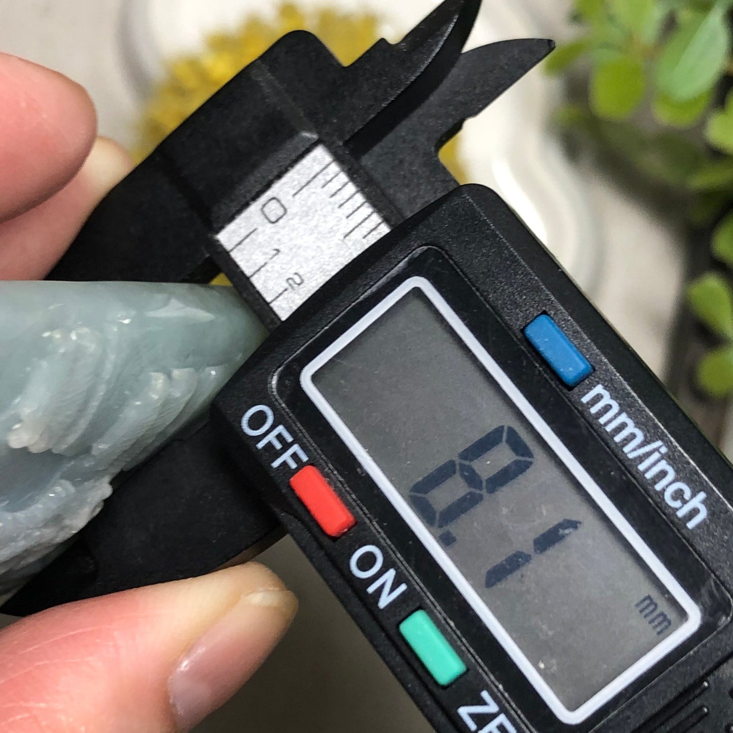 61..3 mm  Carved Sky Blue Jadeite Jade Mountain Landscape Scenery Pendant with Neck Rope Tie