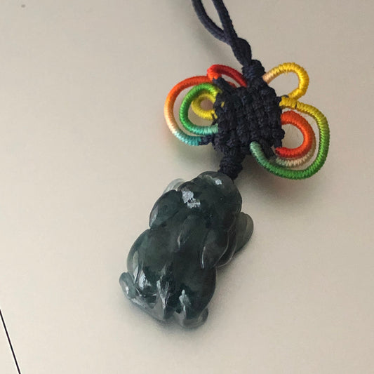 20 mm Dainty Blue Green Jade Jadeite Carved Pixiu Charm