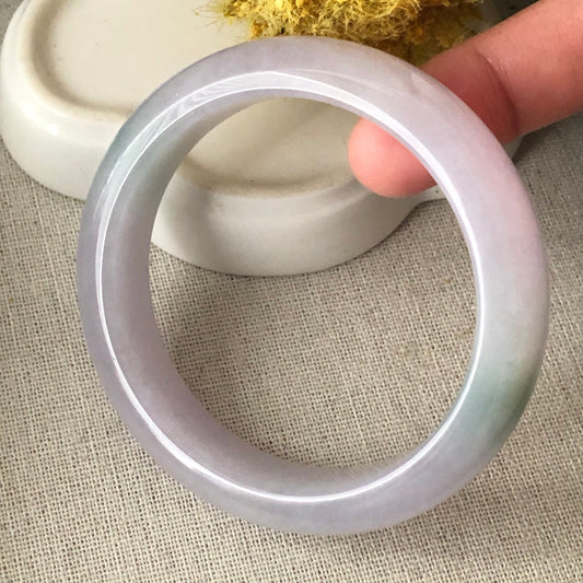 55mm Tint Pink Lavender Green Float Flowers Jadeite Jade Bangle