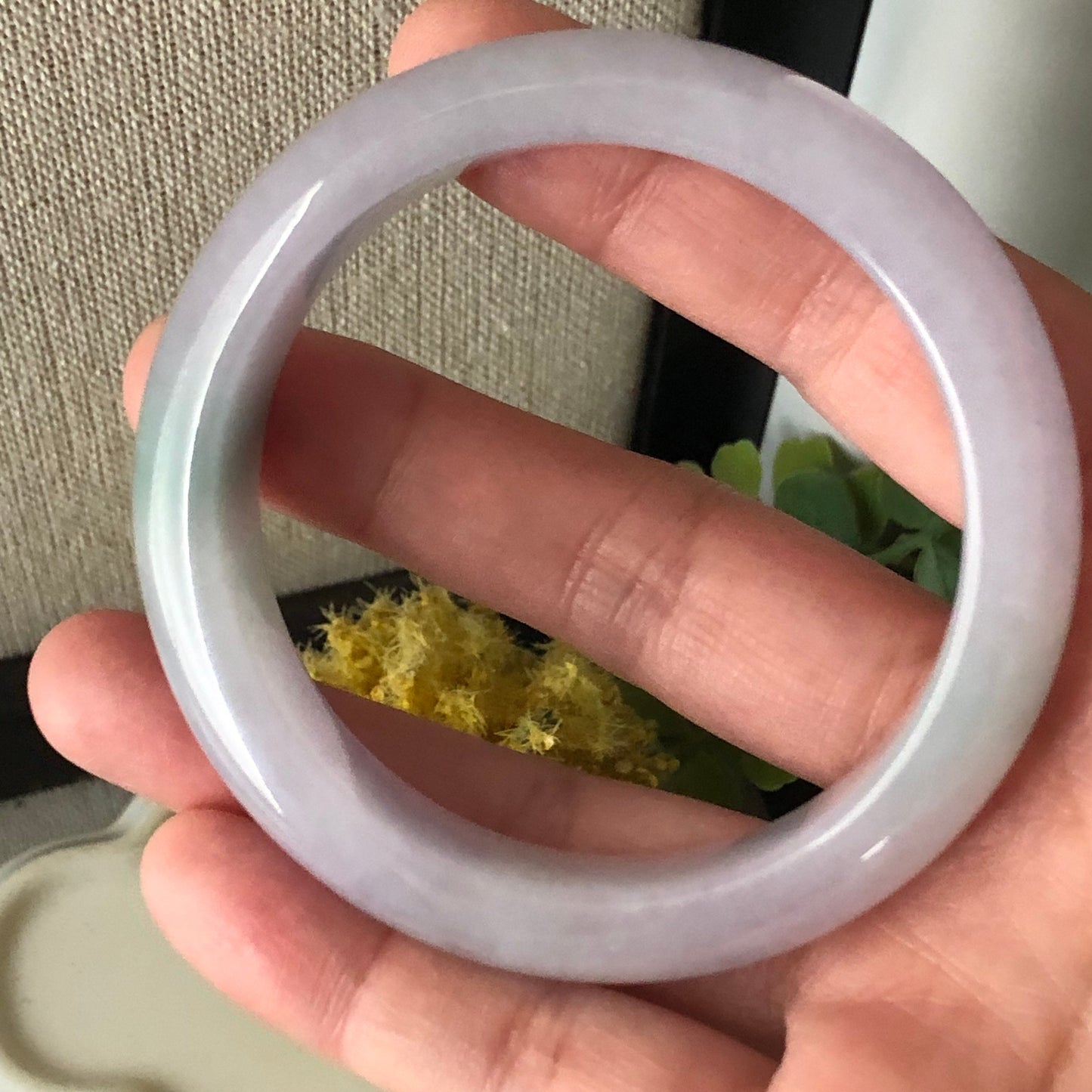 55mm Tint Pink Lavender Green Float Flowers Jadeite Jade Bangle