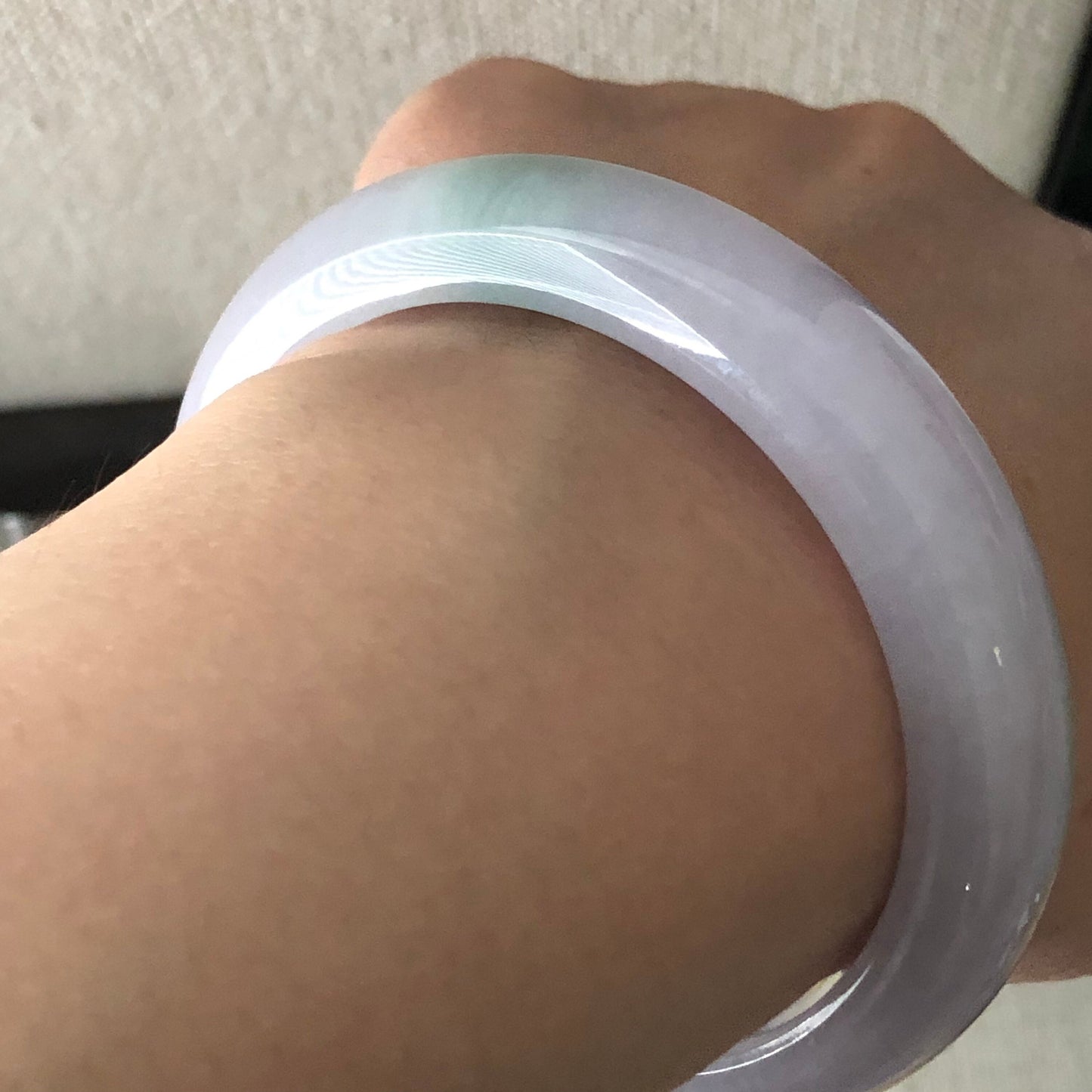 55mm Tint Pink Lavender Green Float Flowers Jadeite Jade Bangle