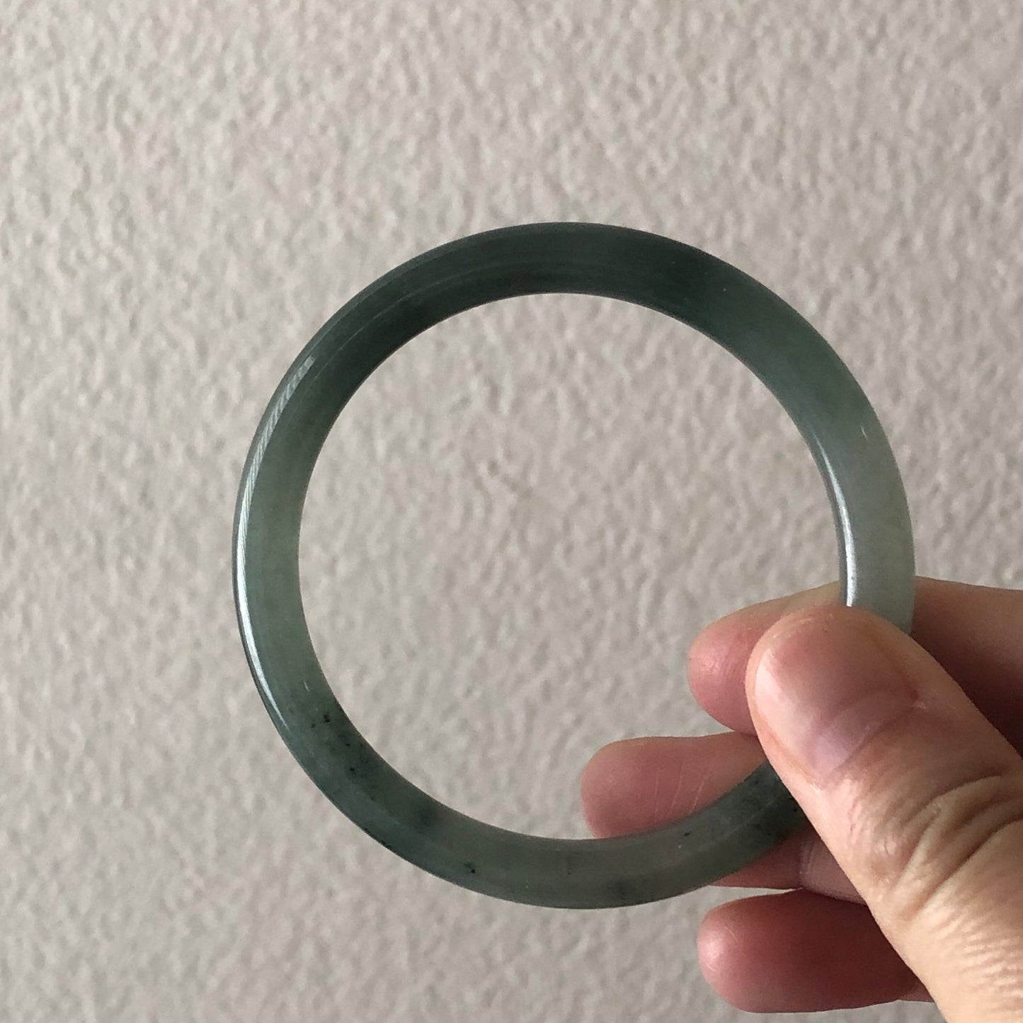 54-55 mm Jadeite Jade Icy Green Dark Float Flowers Bangle