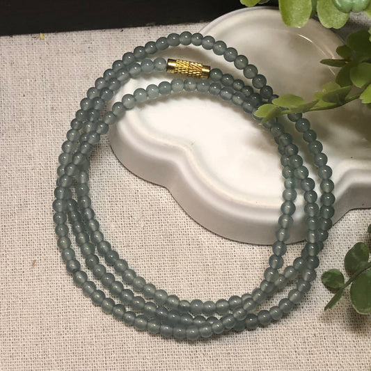 Reserved. 4mm Jade Jadeite High Icy Blue Glossy  Round Bead Necklace Bracelet