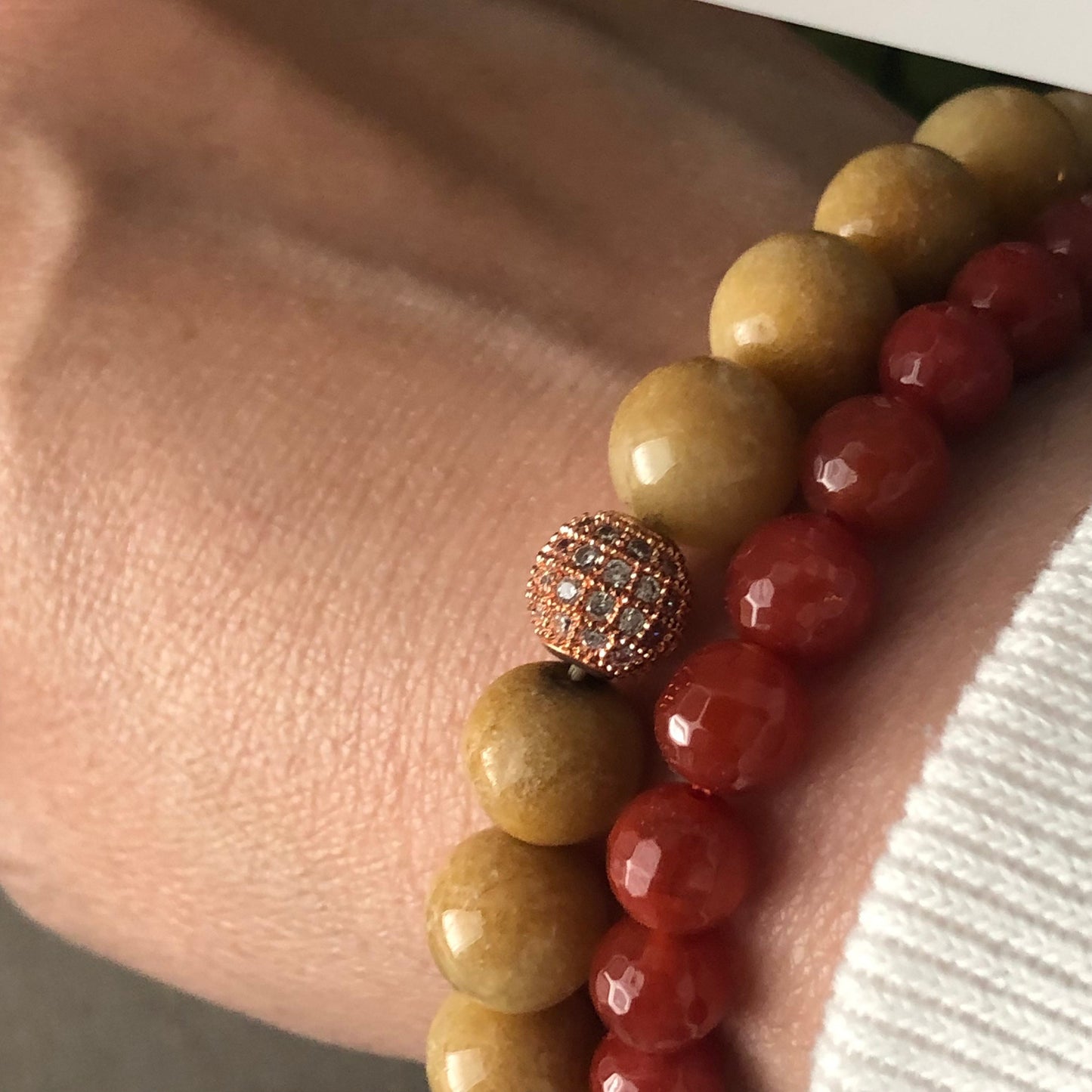 9.8mm Grade A Yellow Brown Jade Jadeite Bracelet