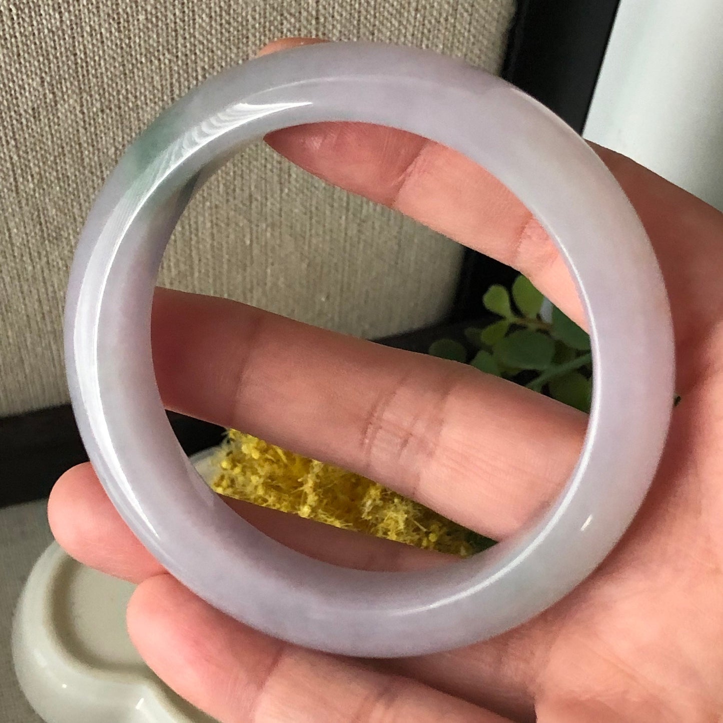 55mm Tint Pink Lavender Green Float Flowers Jadeite Jade Bangle