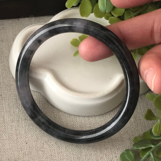 55-56 mm Jadeite Jade Icy Black Wuji Bangle