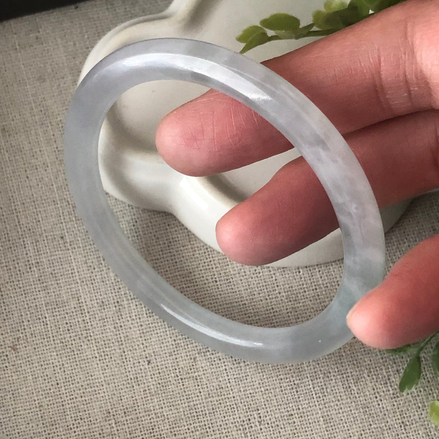 54-55 mm Jadeite Jade Icy Tint Green Bangle