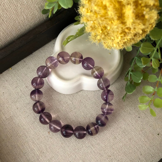 11 mm Natural Tint Purple Gradient Crystal Bead Bracelet 0318