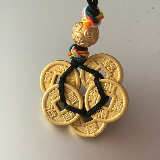 Gold Silver plated Goodluck Asian Coin Keychain Charm
