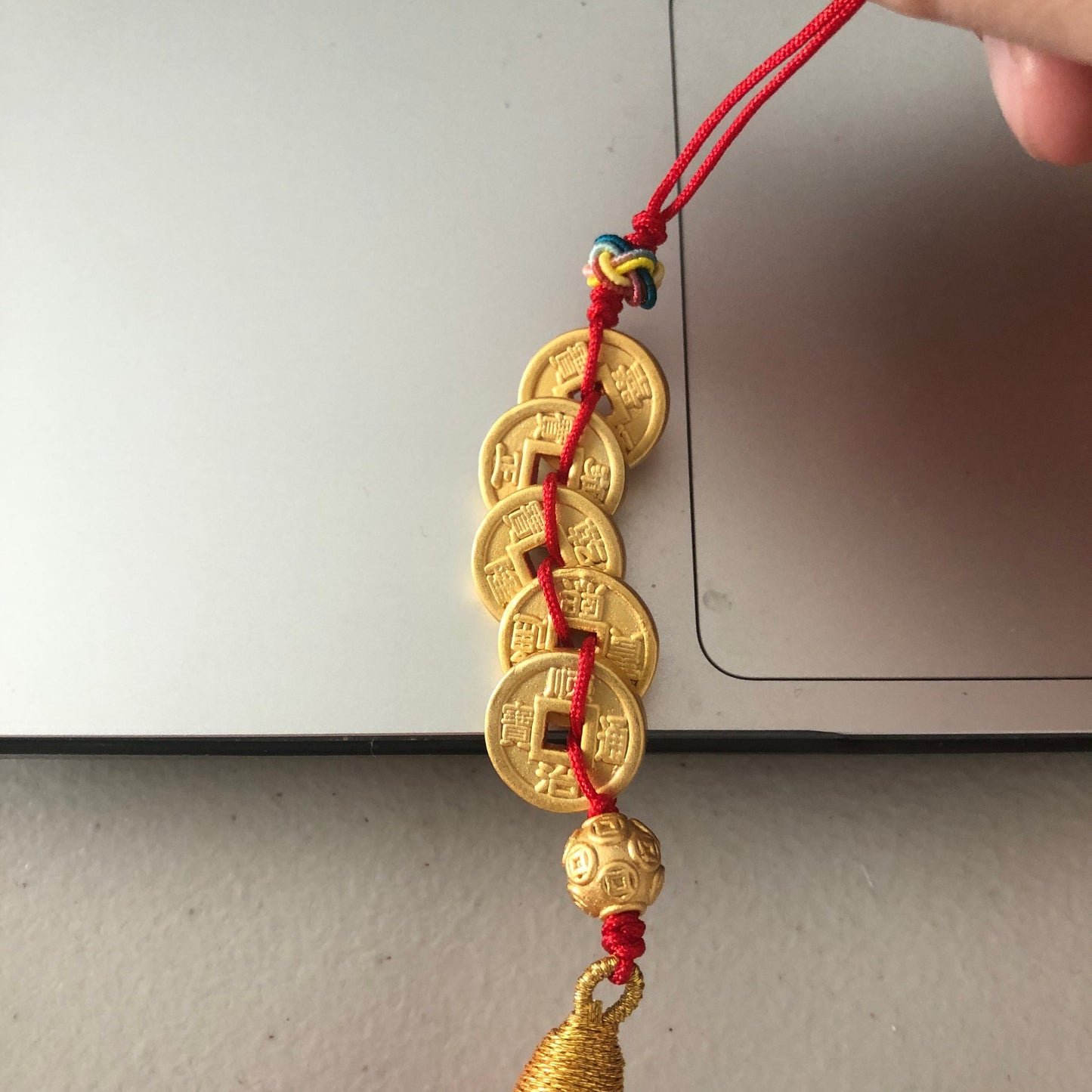 Gold Silver plated Goodluck Asian Coin Keychain Charm