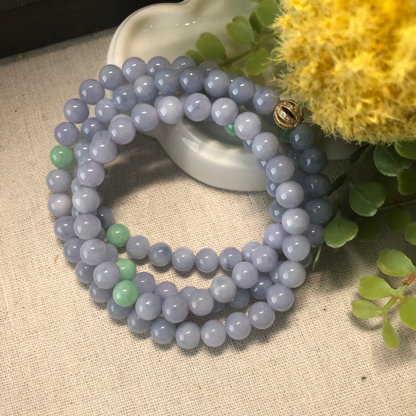 7.5mm Lavender Blue Jade Jadeite Round Bead Necklace Bracelet