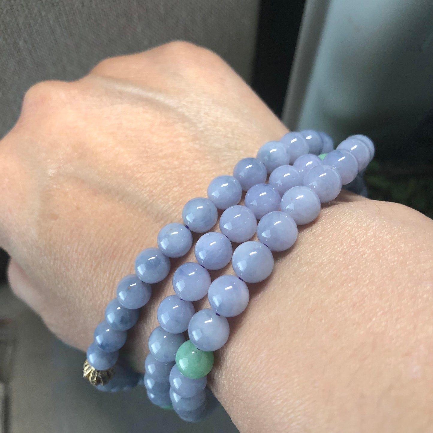 7.5mm Lavender Blue Jade Jadeite Round Bead Necklace Bracelet