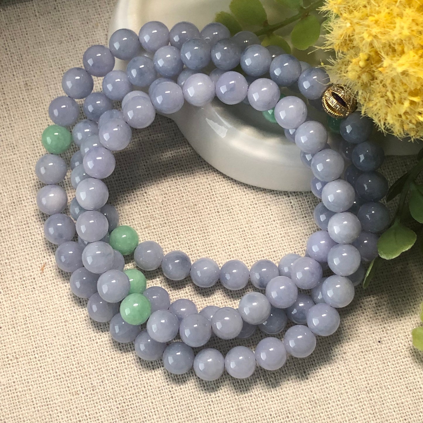 7.5mm Lavender Blue Jade Jadeite Round Bead Necklace Bracelet