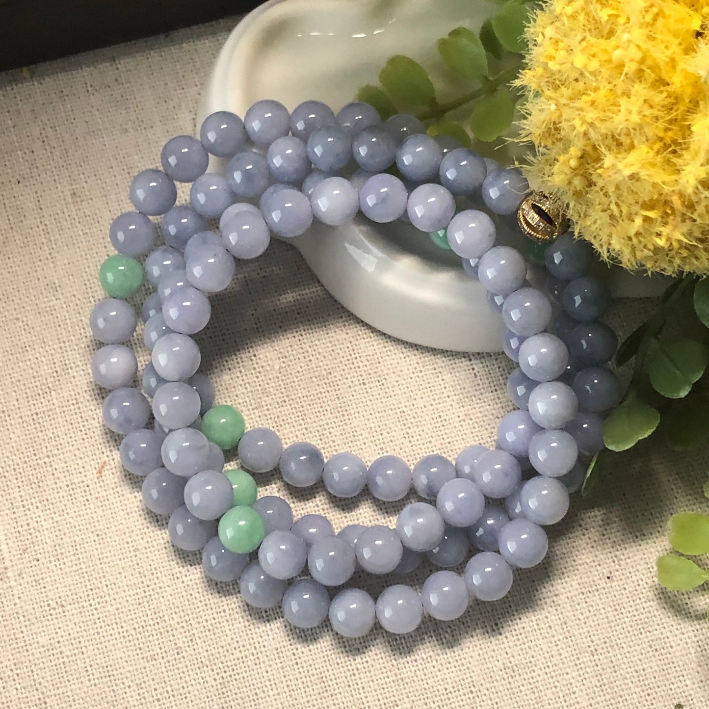 7.5mm Lavender Blue Jade Jadeite Round Bead Necklace Bracelet