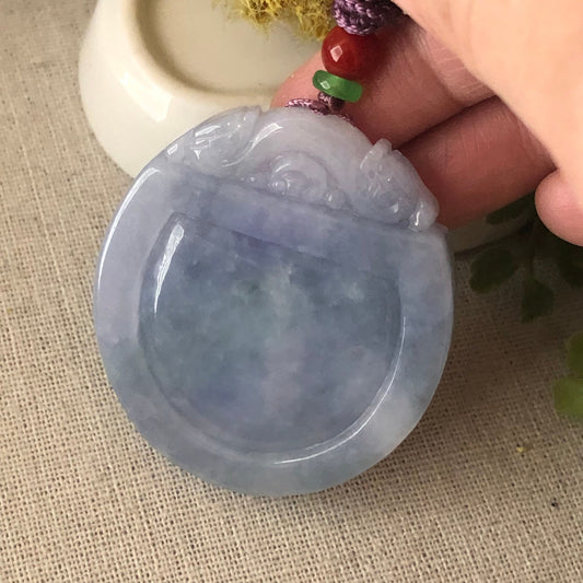 50 mm trio color lavender blue green jadeite Jade Carved medallion Pendant