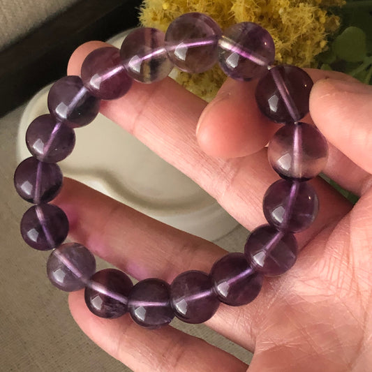 11 mm Natural Tint Purple Gradient Crystal Bead Bracelet