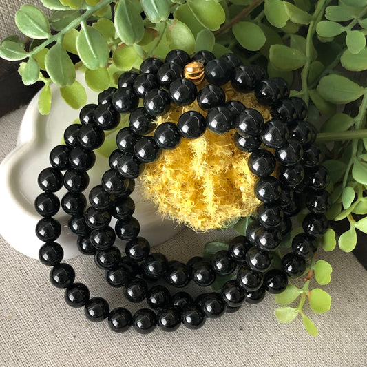 8mm Black Jade Jadeite Round Bead Necklace Bracelet