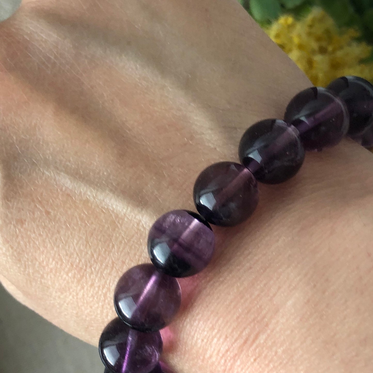 11 mm Natural Tint Purple Gradient Crystal Bead Bracelet 0319