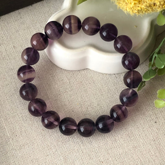 11 mm Natural Tint Purple Gradient Crystal Bead Bracelet 0319