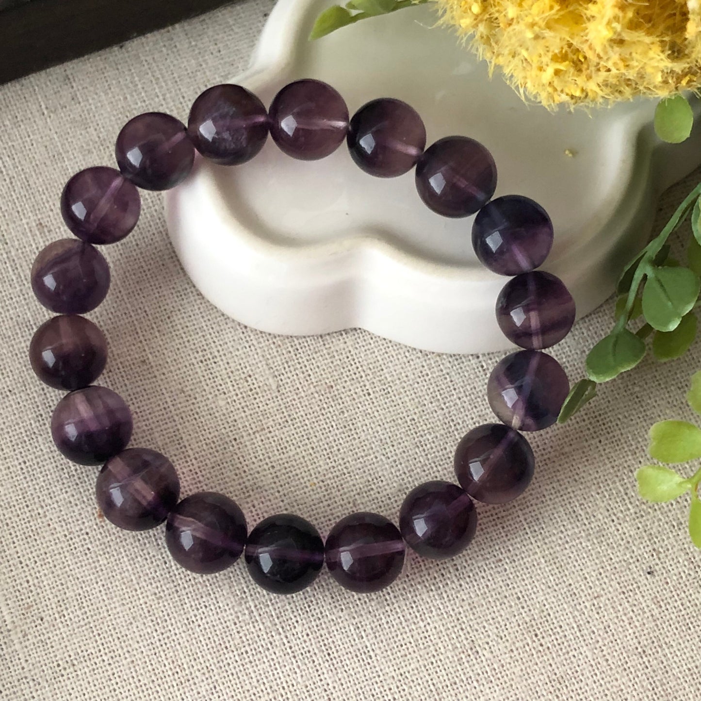 11 mm Natural Tint Purple Gradient Crystal Bead Bracelet 0319