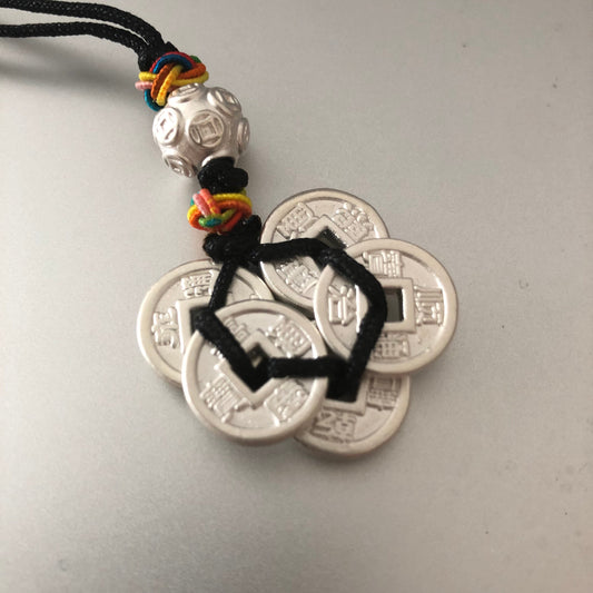 Silver plated Goodluck Asian Coin Keychain Charm