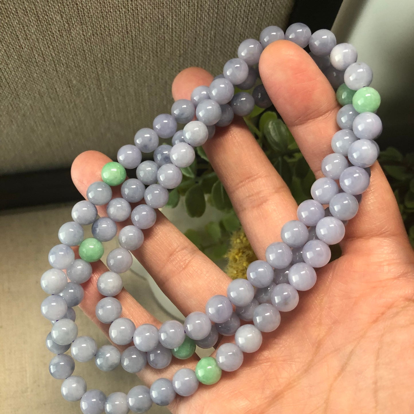 7.5mm Lavender Blue Jade Jadeite Round Bead Necklace Bracelet
