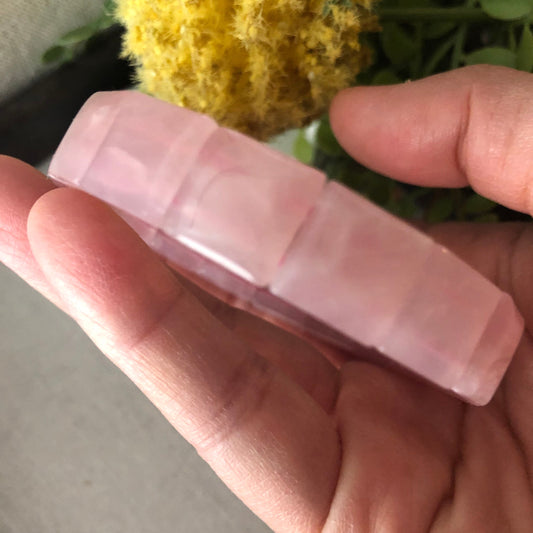 12 mm Natural Tint Pink Quartz Crystal Bracelet