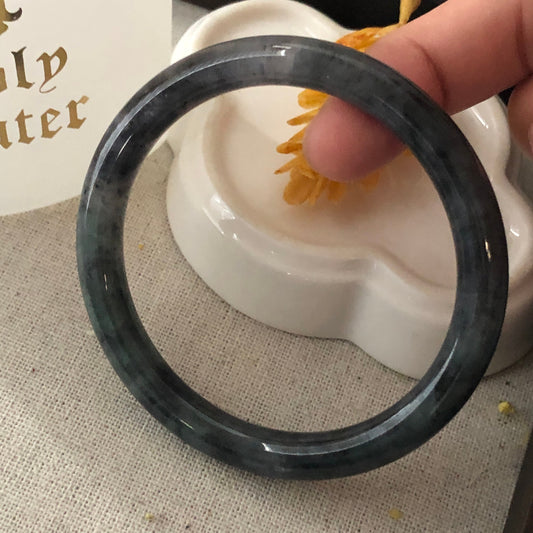 55-56 mm Jadeite Jade Lavender Black Wuji Bangle