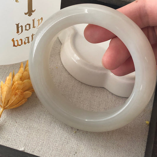 60mm Big Hetian Jade Icy White Bangle
