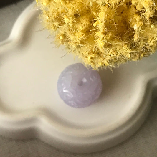 16.9mm Jadeite Jade Tint Lavender Carved Bead Charm Pendant