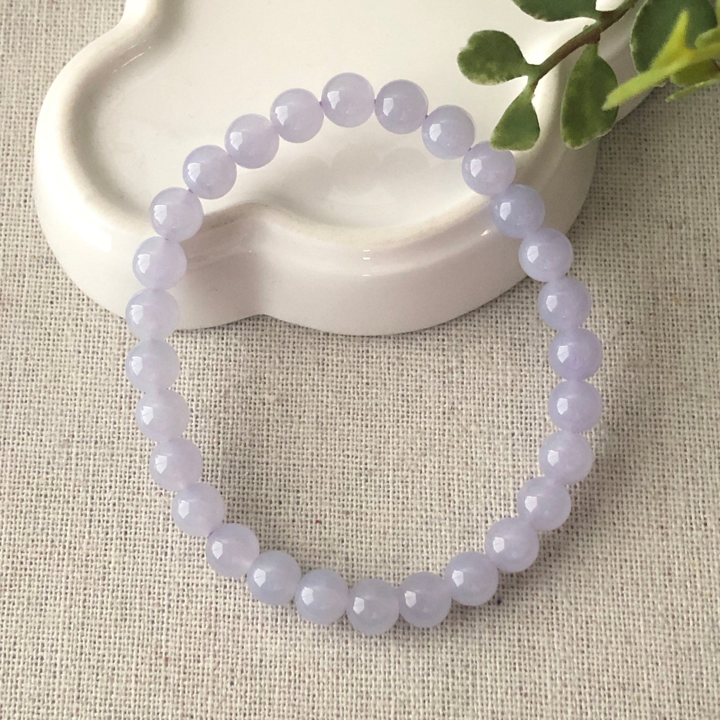 6.7 mm Jadeite Jade Icy Lavender Bead Bracelet