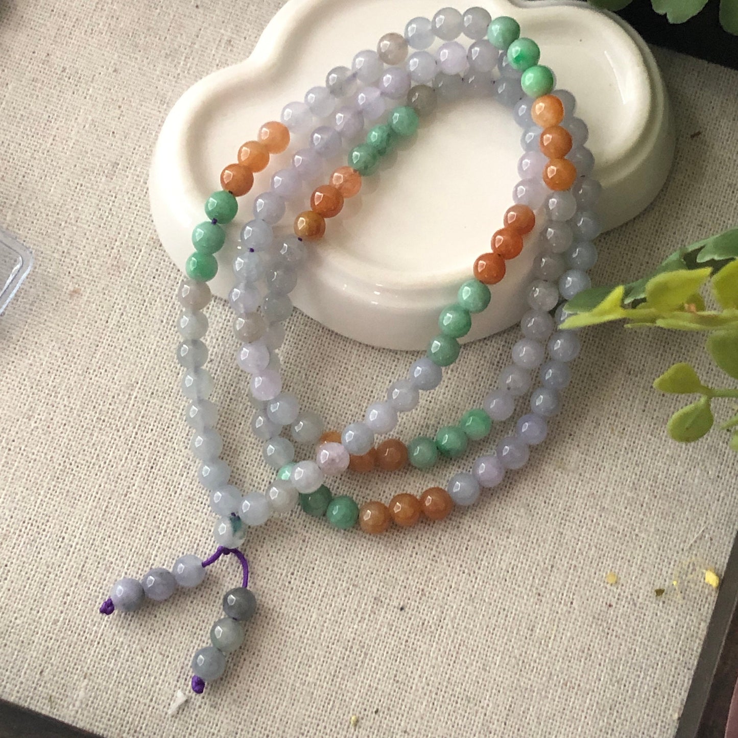 5.2mm Light Lavender Jadeite Jade Bead Bracelet Necklace