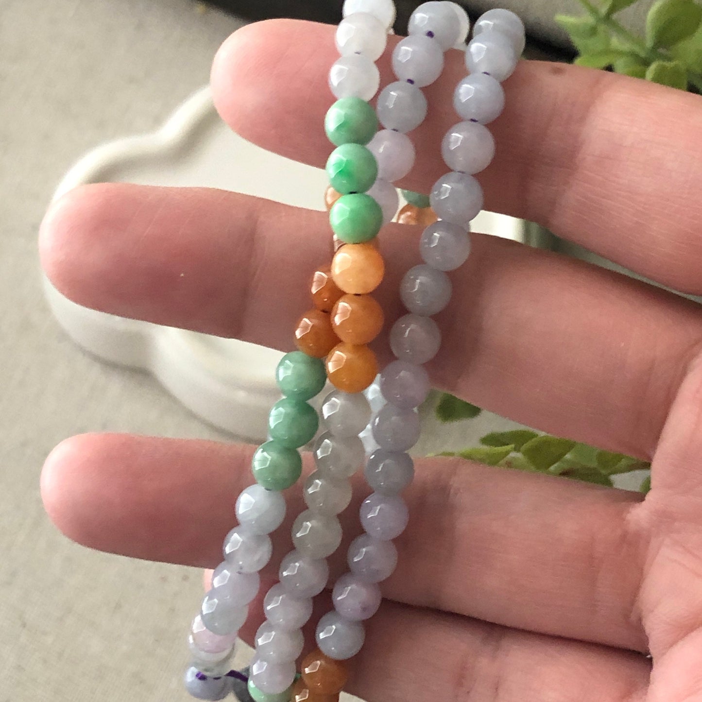 5.2mm Light Lavender Jadeite Jade Bead Bracelet Necklace