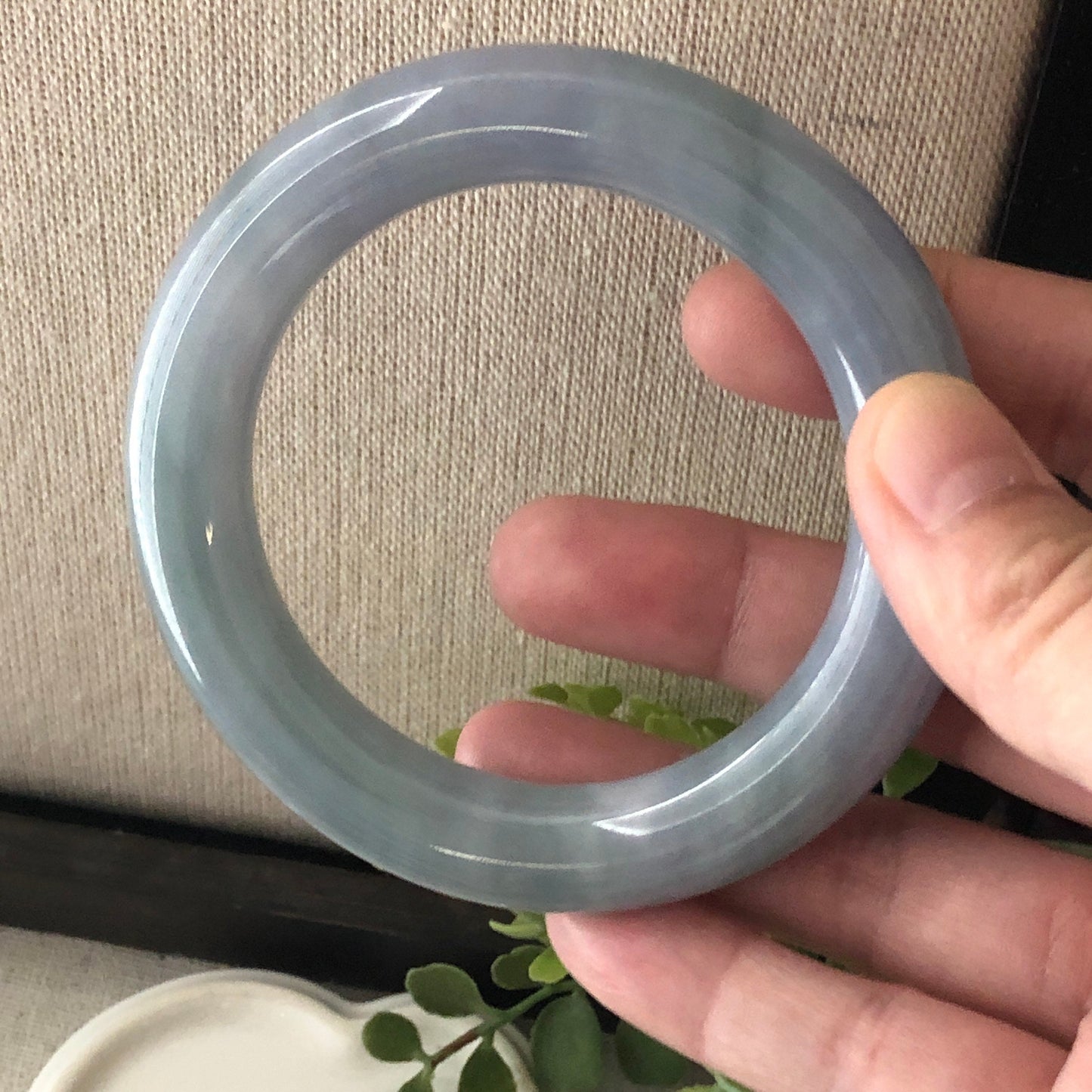 56.5-57.5mm Icy Blue Green Lavender Round Shaped Jadeite Jade Bangle