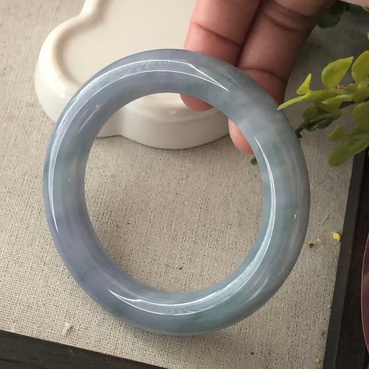 56.5-57.5mm Icy Blue Green Lavender Round Shaped Jadeite Jade Bangle