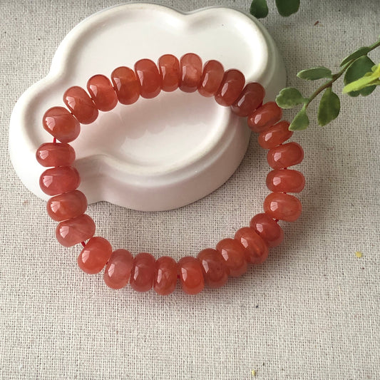 11.5 mm AGATE Icy Red Bead Bracelet